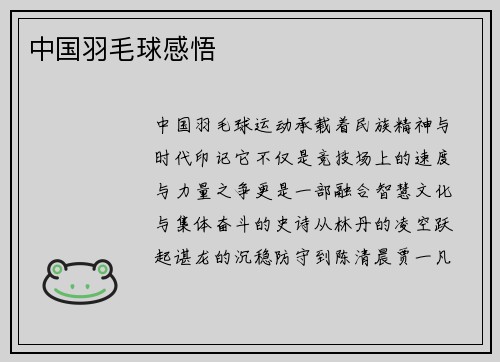 中国羽毛球感悟